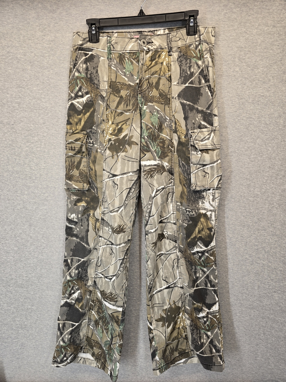 Women's Juniors 7 Camo Cargo Pants Straight Mid Rise‎ 31" Inseam Lilac Sunset